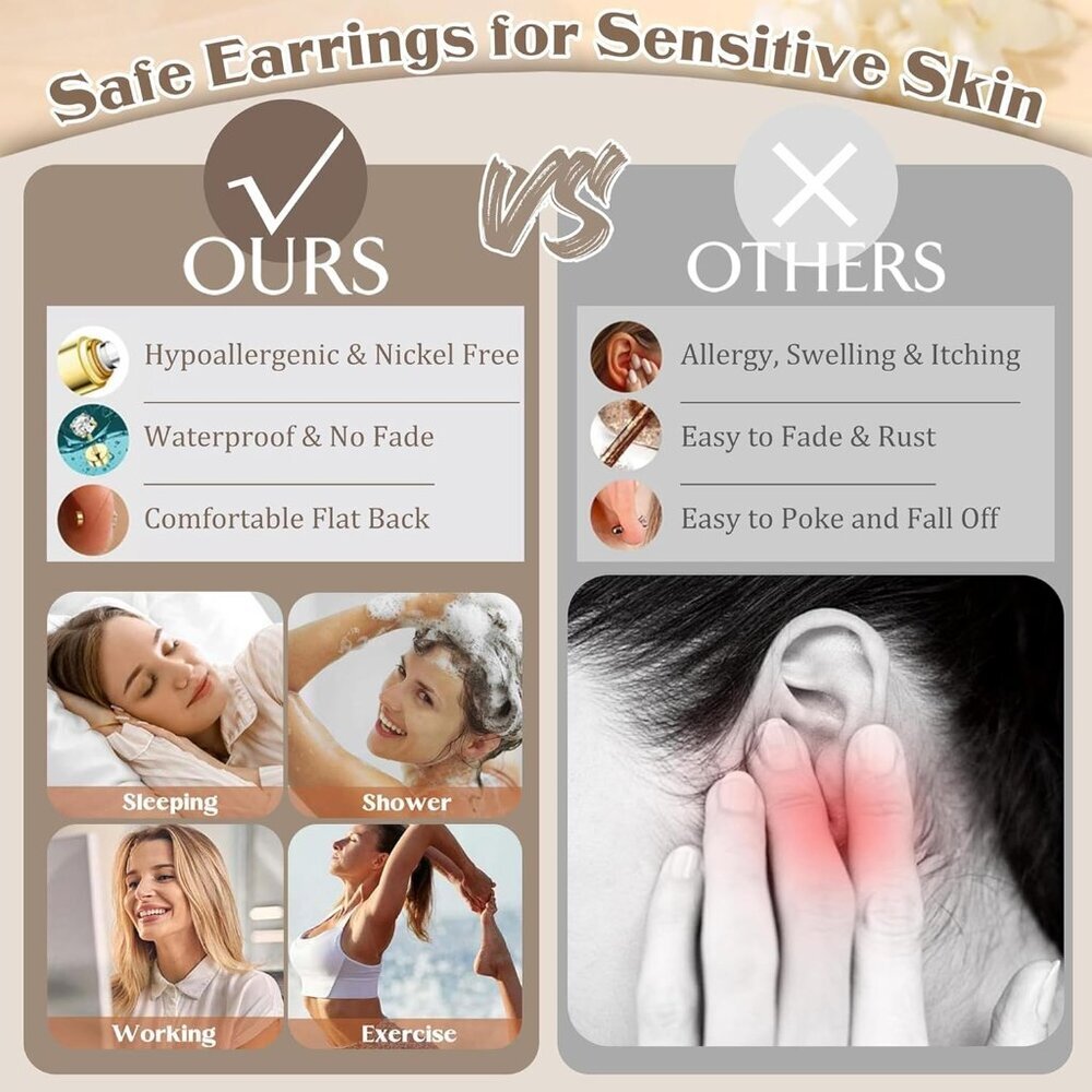 Comfortable Flat Back Earrings For Multiple Pierc… - image 5